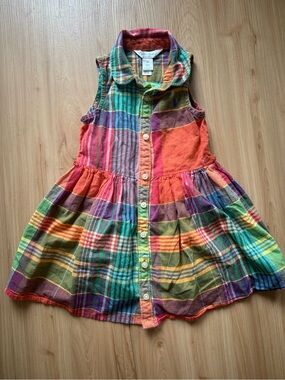 Ralph Lauren Baby Girls 18M Colorful Madras Plaid Sleeveless Shirt Dress
